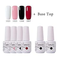 Clou Beaute Soak Off UV Led Nail Gel Polish Kit Varnish Nail Art Manicure Salon Collection Set of 4 Colors with 1 Top Coat and 1 Base Coat 8ml 001