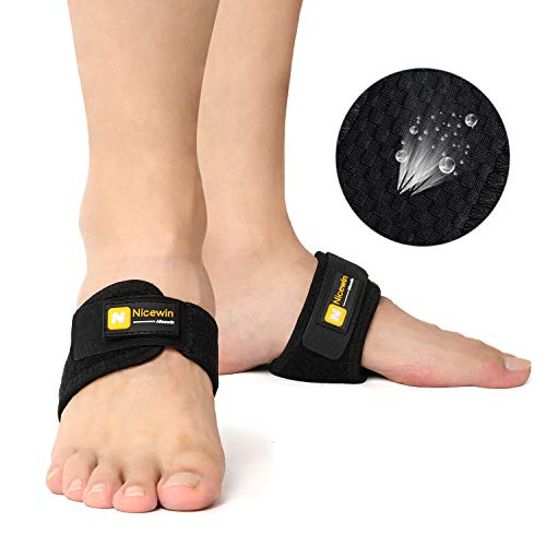 Arch Support Bandage Brace Adjustable Strap Snug Fit Cushions for Men Women, Pain Relief of Plantar Fasciitis, High Arches, Heel Spurs, One Size Fits All, A Pair