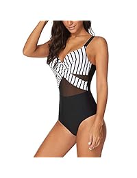 Traje de baño de una pieza con cuello alto de malla Askwind para dama