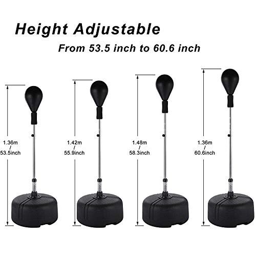 Anfan Speed Punching Bag, Adjustable Height Reflex Bag for Adult&Kid, Boxing Punching Ball (US Stock) (Black-Premium)