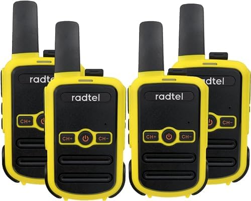 Radtel RT12 PMR 446 Walkie Talkie Rechargeable 16 Channels License Free Radio CTCSS DCS Walky Walky Walky Radio with USB Charging for Construction Restaurant Supermarket（4 pack） (yellow)