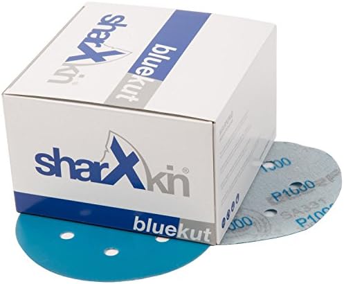 6” Sanding Discs by Sharxkin BlueKut 100-Count Pack 6 Holes Hook and Loop Aluminum Oxide in Multiple Grits for Automotive Car Home Repair Woodworking and Furniture Refinishing (P1000 Grit)
