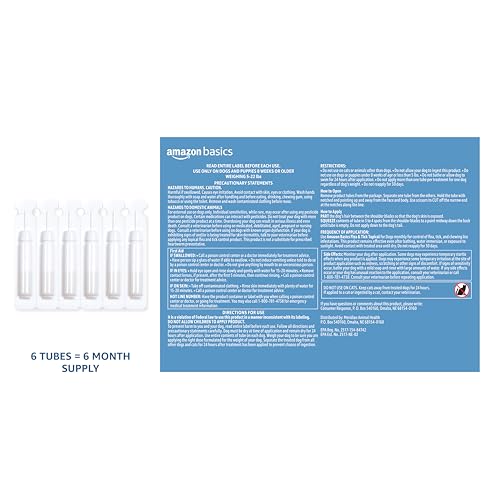 AMAZON BASICS FLEA AND TICK TOPICAL TREATMENT FOR MEDIUM DOGS (23-44 POUNDS), 6 COUNT (PREVIOUSLY SOLIMO)