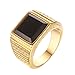 CARTER PAUL Men's Stainless Steel Black Onyx Gold Ring Europe and America Style, Size 14