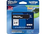Brother Genuine P-Touch TZE-345 Tape, 3/4" (0.7 mm) Standard Laminated P-Touch Tape, White on Black, Laminated for Indoor or Outdoor Use, Water-Resistant, 26.2 ft (8 m), Single-Pack