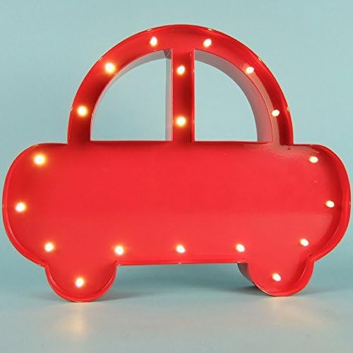 DeVida Red Metal Steel Car Shape Battery Operated LED Lamp for Boys, 12-Inch