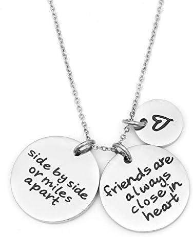 Liuanan Stainless Steel Side By Side Or Miles Apart Best Friends Expandable Cuff Bracelets &amp; Chain Necklace (Necklace)