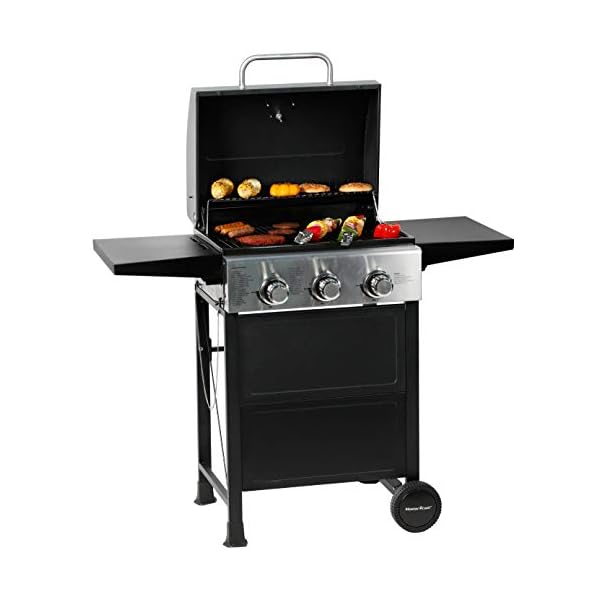 MASTER-COOK-3-Burner-BBQ-Propane-Gas-Grill-Stainless-Steel-30000-BTU-Patio-Garden-Barbecue-Grill-with-Two-Foldable-Shelves