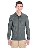 Gildan Dryblend Double Pique Long-Sleeve Polo Shirt. 72900 Dark Heather M