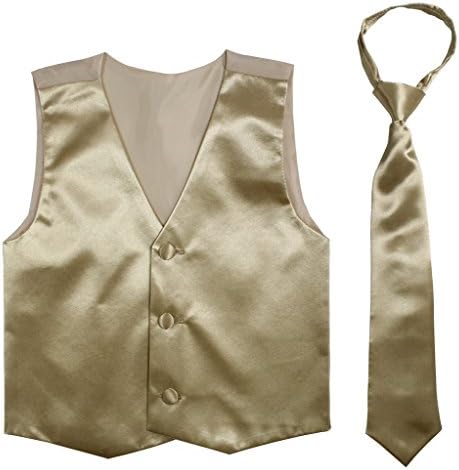 Paperio Vest and Tie Set Boys, Multiple Colors, Baby Infant Toddler Kids, Long Tie Gold 14