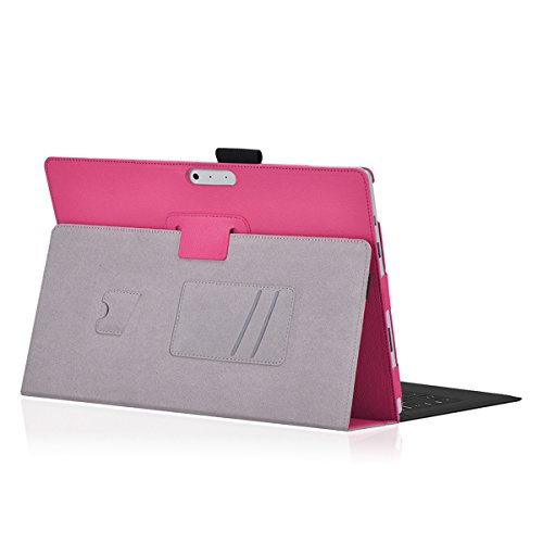Surface Pro 4 Case - Exact [PRO Series] - [Professional][Drop Protection] Slim-Fit PU Leather Folio Case for Microsoft Surface Pro 4 Tablet Hot Pink - Thumbnail 4