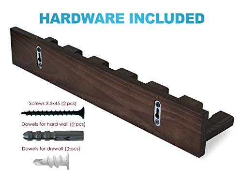 Teslyar Baseball Bat Rack Holder Display Wall Mount Ash Wood Baseball Softball Bat Rack Hardware Included Hidden Screws Vertical Display Black - Thumbnail 5