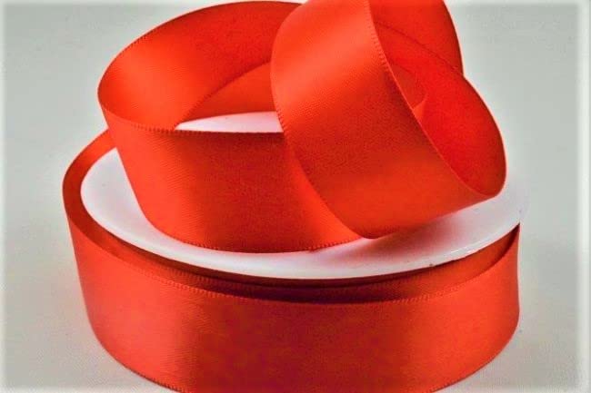 Oakwood Archer Double Faced Satin Ribbon, Red, 15mm x 25m