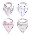 Organic Baby Bandana Drool Bibs for Girls, 4 Pack - Urban Safari Gift Set by Little Kims