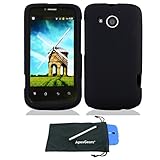 For Huawei Vision 2 II Rubberized Hard Snap On Phone Protector Cover with Stylus Pen and ApexGears (TM) Phone Bag (Black)