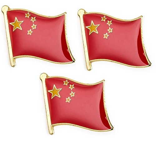 Set of 3 x Flag of China pin Badges Chinese Flag Pin Badge