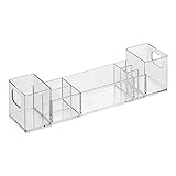 InterDesign Med+ - Makeup and Medicine Cabinet Multi-Level Organizer with Buil-In-Handles - Clear - 3 x 12 x 3 inches