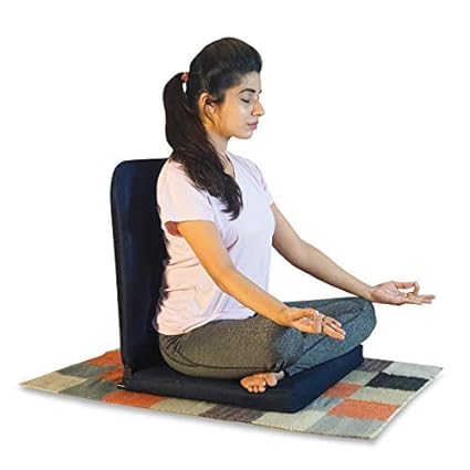 Kawachi Meditation and Yoga Floor Chair with Back Support (Dark Black)