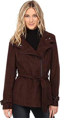 Kenneth Cole New York Women's Belted Suede Biker Jacket Chocolate Outerwear LG