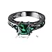 JunXin Size6/7/8/9/10 Princess Cut Emerald Green Gemstone Ring 10KT Black Gold Plated(8)