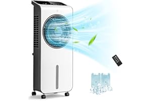 PETSITE Evaporative Air Cooler, 3 In 1 Portable Air Conditioner with Remote Control, 24 Speeds, 12 H Timer, 2 Ice Boxes, Swamp Cooler for Home, Bedroom and Office