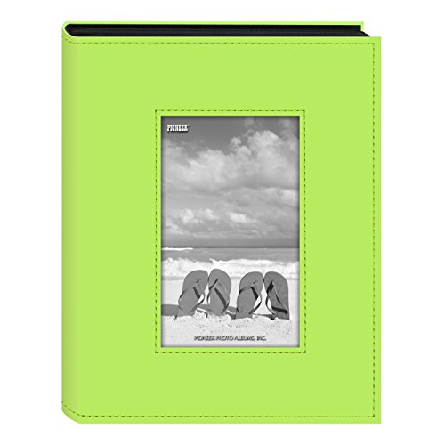 Pioneer Photo Albums FRM-246C 200-Pocket Sewn Leatherette Frame Cover Photo Album, Lime Green