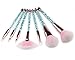Glitter Makeup Brush Set, Coshine 7pcs Blue Crystal Glitter Makeup Brushes, Acrylic Handle Nylon Hair Makeup Tool Set With Crystal Glitter Pouch