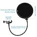 Microphone Pop Filter Mask Shield For Blue Yeti, Moukey 6 inch Dual Layered Wind Pop Screen with Swivel 360° Flexible Gooseneck Clip Stabilizing Arm for Bule Yeti, Studio Mic
