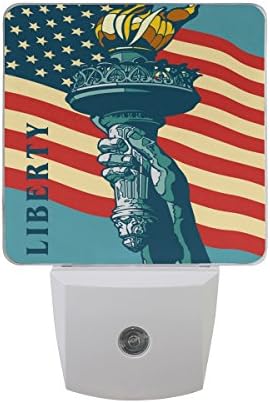 JOYPRINT Led Night Light Liberty Torch American USA Flag, Auto Senor Dusk to Dawn Night Light Plug in for Kids Baby Girls Boys Adults Room