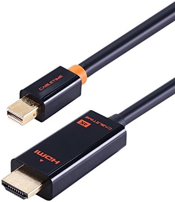 Mini Displayport(Thunderbolt) to HDMI Cable Mini DP to HDMI Converter(Adapter) 4K HD Gold-Plated Cord for MacBook Air, Mac mini, Microsoft Surface Pro 3/4, etc (10 Feet/3m, Black)