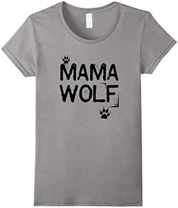 Women's MAMA WOLF T SHIRT | Love mama shirt Large Slate