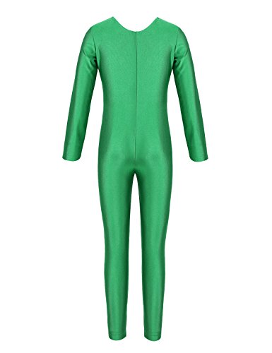 TiaoBug Girls Full Body Unitard Spandex Zentai Costume One-Piece Gymnastics Leotard Catsuit Dancewear Jumpsuit Green 8-10