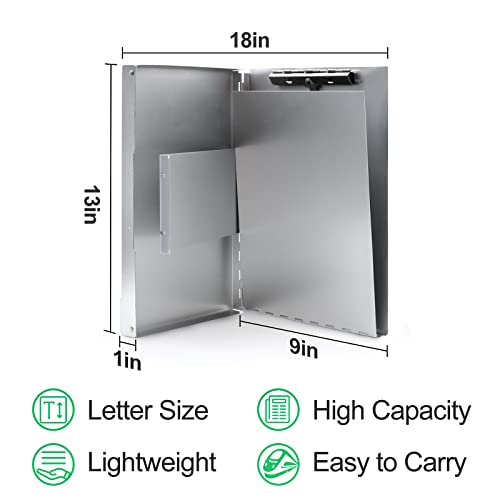 Aluminum Clipboard With Storage - Letter Size Metal Clipboard Portfolio For Office & Medical Use