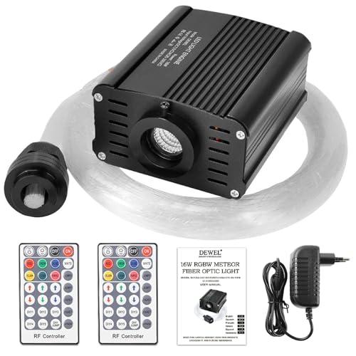 DEWEL Fiber Optic Light, 16W RGBW Starry Sky, 450pcs 0.75mm*2m LED for Home/Car, 28 Key Remote Control/Starry Sky Ceiling Lights Kit for Ceiling Room Decor