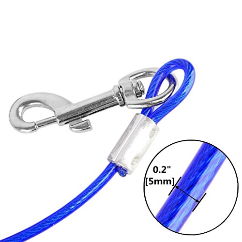 Dog Leashes, Petforu Pet Tie-out Cable Steel Wire Rope with Dual Heads Metal Hooks [3M /10Feet] - Thumbnail 3