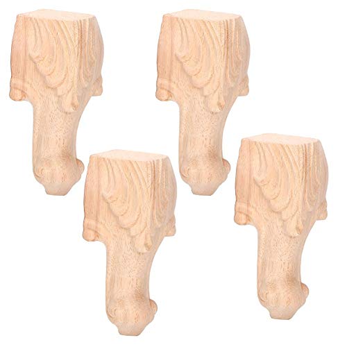 Wifehelper 4 x Cabinet Legs Sofa Carved Table Leg Furniture Legs European Style Wooden Carving Corner Applique Home Furniture Decor (15 x 6 cm)