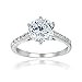 Hoops & Loops 925 Sterling Silver Round-Cut 3.00 Carat Cubic Zirconia 6-Prong-Set Solitaire Engagement Bridal Wedding Band Ring for Women | Silver, Yellow Gold, Rose Gold