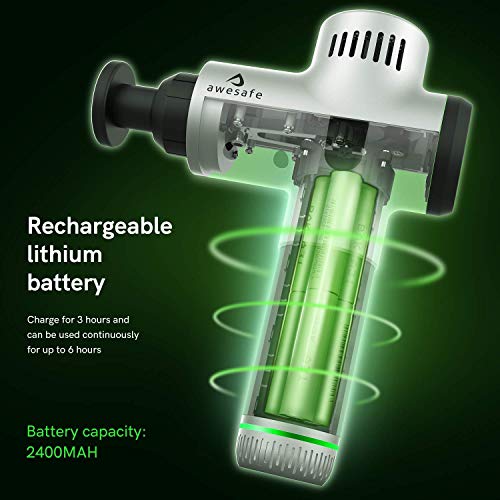 WBM Massage Gun Portable Powerful Handheld Deep Tissue Percussion Muscle Massager with 30 Speed Choice and 6 Types of Massage Heads for Relieving Muscle Pain, Soreness, and Stiffness - Thumbnail 3