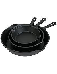 Sunnydaze, juego de sartén de hierro fundido, 3 un