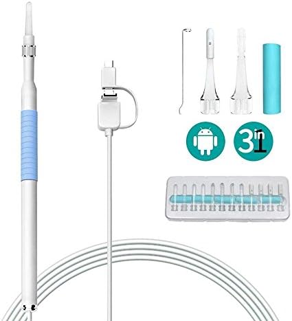 USB Ear Otoscope, 1.3 Megapixels 720P HD Ear Scope Inspection Camera, 3 In 1 Ear Digital Endoscope Earwax Cleansing Tool with 6 LEDs for Tablet Laptop PC Android Phone, Video Otoscope,