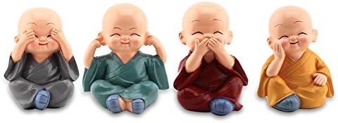 Car Dashboard Decorations, Automobiles/Home/Office Interior Display Decoration Cute KongFu Monk 4pcs
