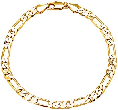 Shining Jewel 14K 8 inches Gold Plated Imported Quality Figaro Bracelet for Men & Women (SJ_3017)