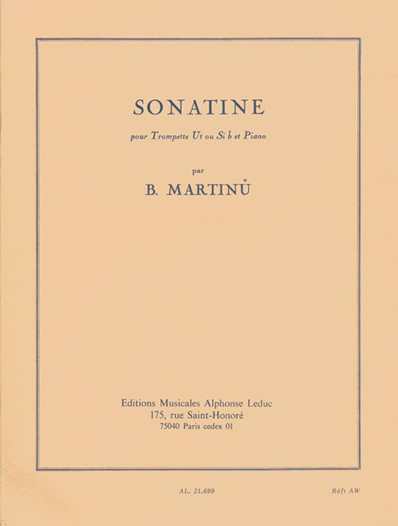 Sonatine pour Trompette Ut Ou Si B et Piano