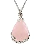 KISSPAT Teardrop Necklace Natural Crystal Stone Pendant on 20