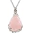 KISSPAT Teardrop Necklace Natural Crystal Stone Pendant on 20