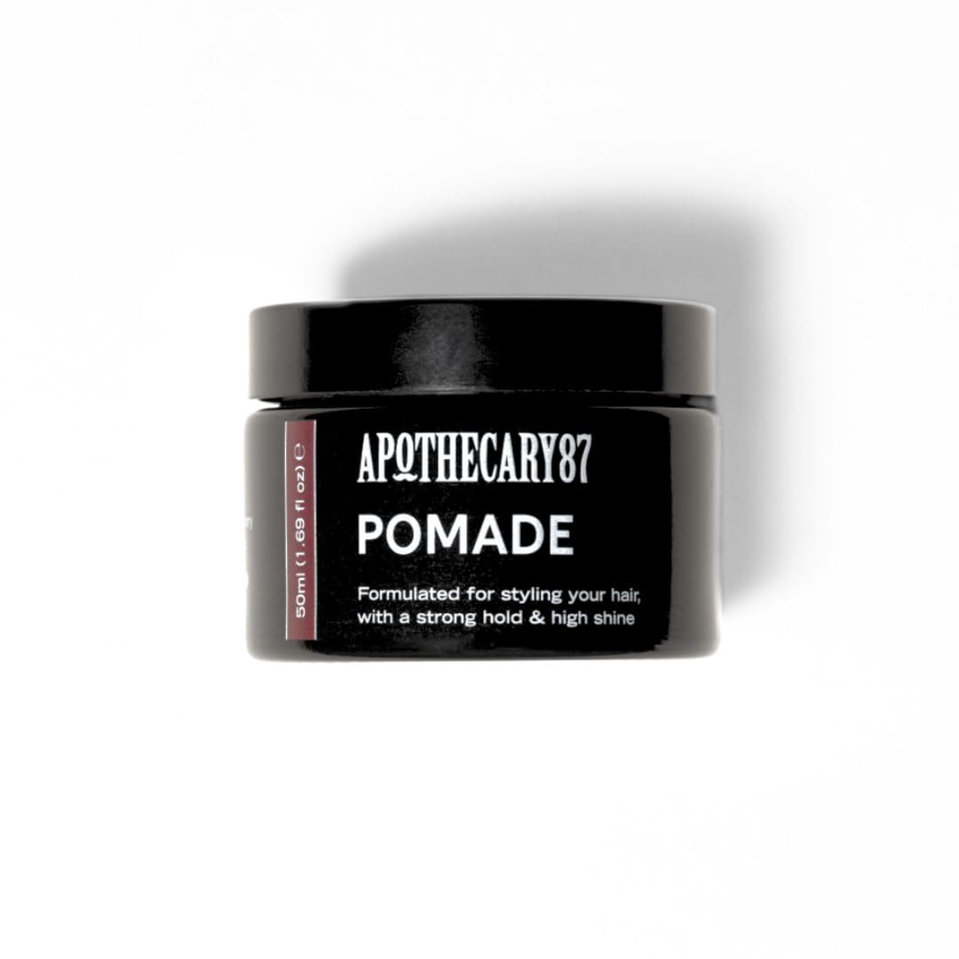 Apothecary 87 Pomade | Water Based Hair Pomade | High Shine Finish, Strong Hold, Medium Weight | All Hair Types | Premium Formulation | 50ml