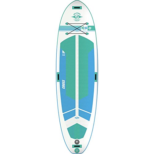 BIC Sport AIR INFLATABLE CROSS SUP Stand Up Paddleboard, White/Blue/Aqua, 10'6"
