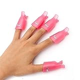 10PC Plastic Acrylic Nail Art Soak Off Cap Clip UV Gel Polish Remover Wrap Tool Pink