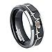 Greenpod 8mm Black Tungsten Wedding Band for Him and Her EKG Laser Etched Heart Beat Engagement Ring Size 11