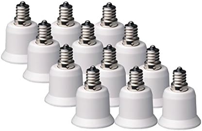 (PACK-12) E12 to E26 / E27 Socket Adapter,Chandelier Base E12 to Standard Medium Base E26 E27 Converter